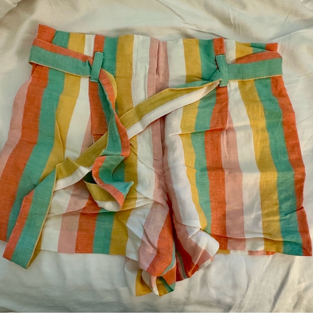 LOFT High Waist Striped Shorts